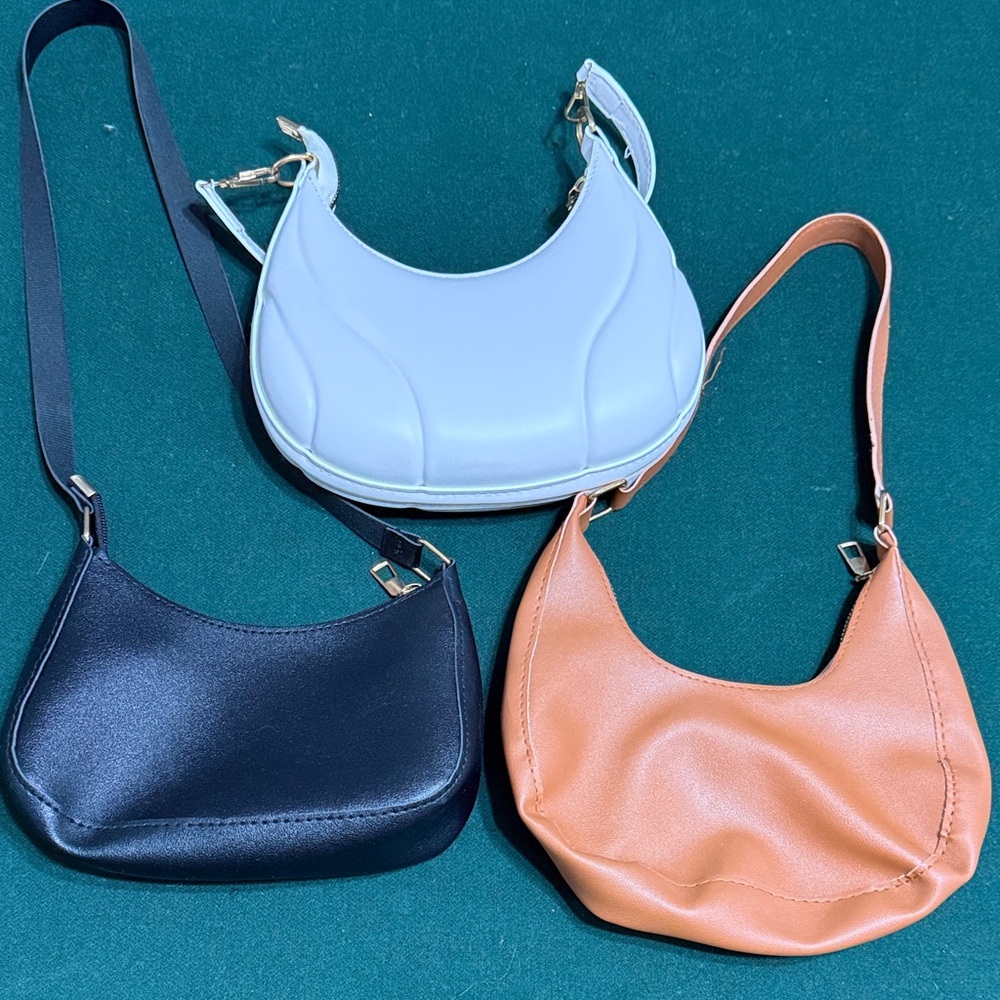 Stylish Women's Handbag Set - Black, White, Tan